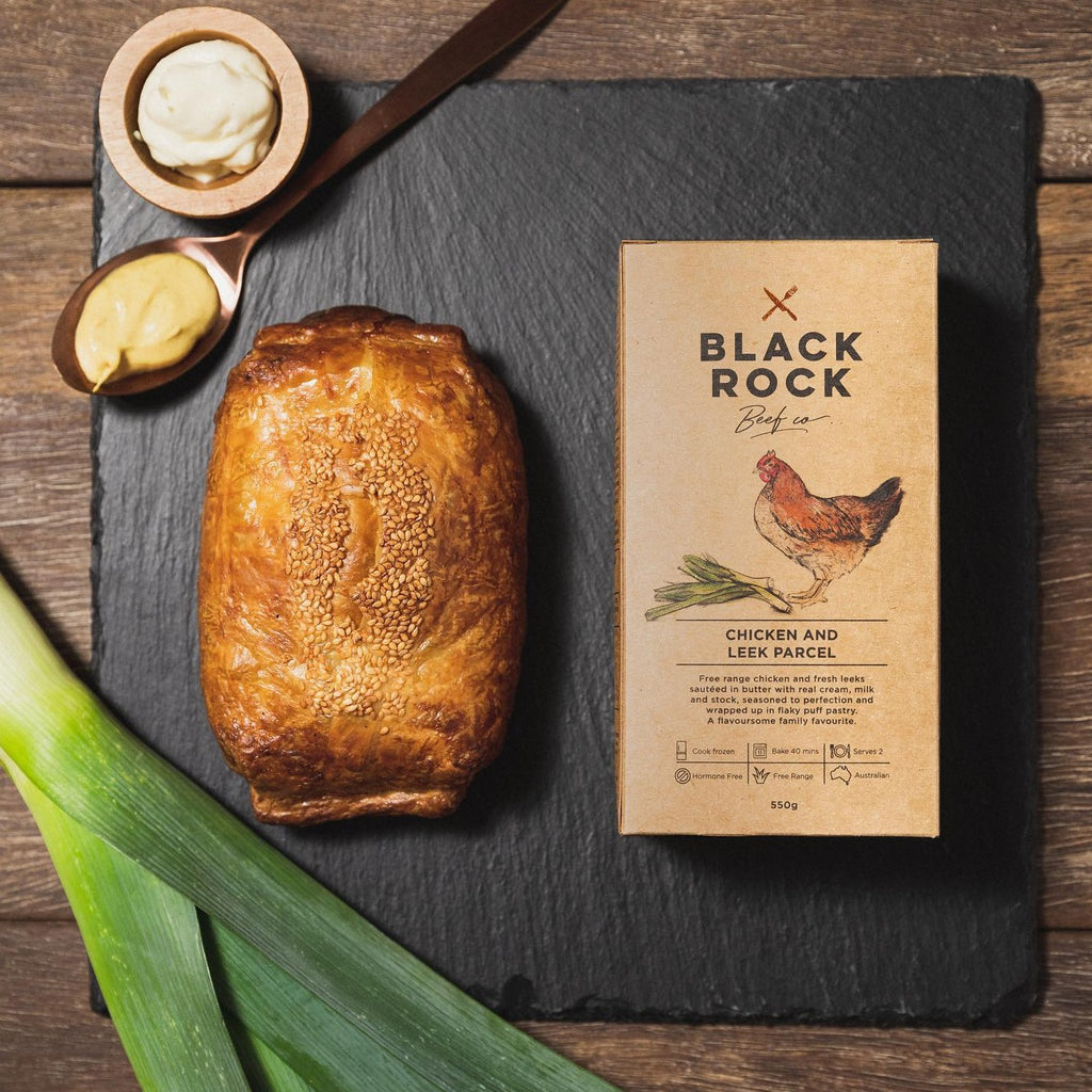 black rock beef co chicken & leek parcel 