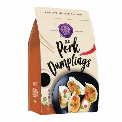 Xin Hua Cheng Chilli Pork Dumplings 400g available at The Prickly Pineapple