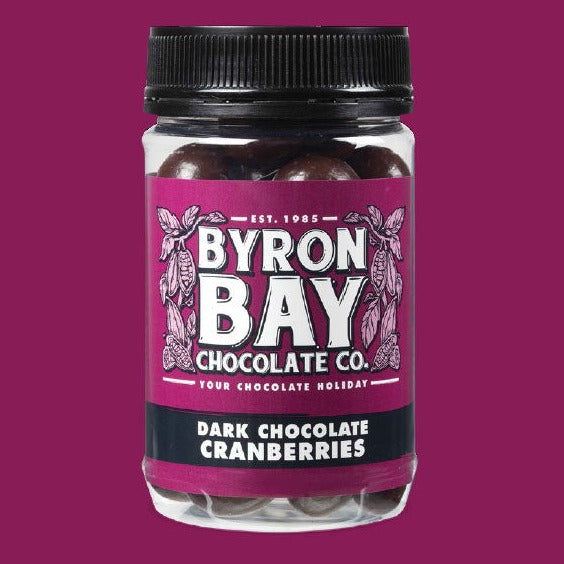Bryon Bay Chocolate Co Dark Chocolate Cranberries 200g available at The Prickly pineapple