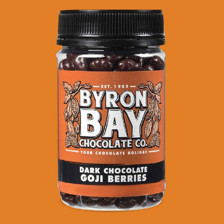 Bryon Bay Chocolate Co Dark Chocolate Goji Berries 210g available at The Prickly Pineapple