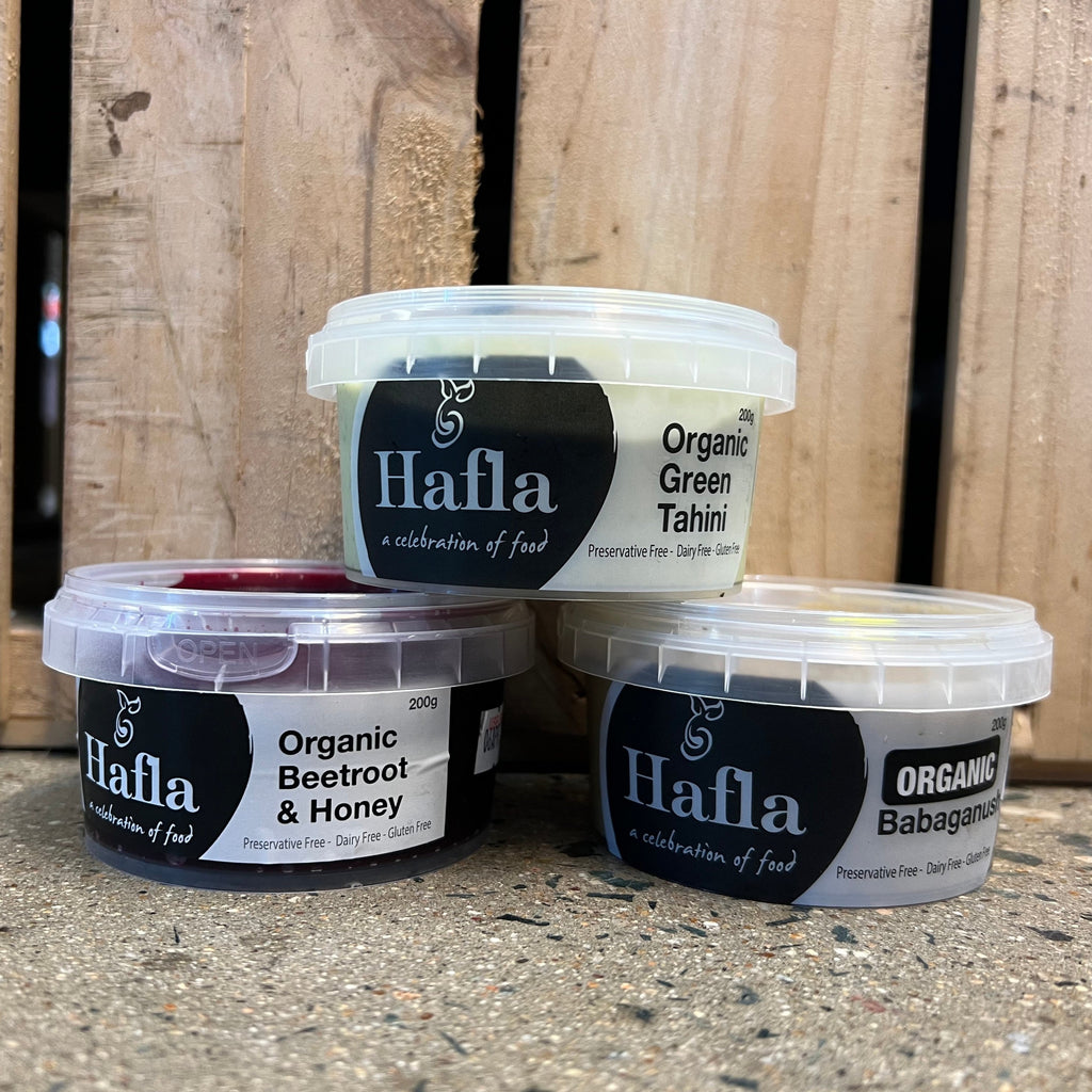 Hafla Gourmet Organic Dips Varieties 200g available at The Prickly Pineapple