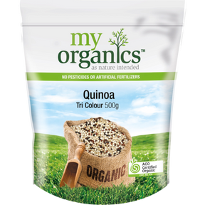 My Organics Tri Colour Quinoa 500g available at The Prickly Pineapple