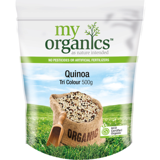My Organics Tri Colour Quinoa 500g available at The Prickly Pineapple