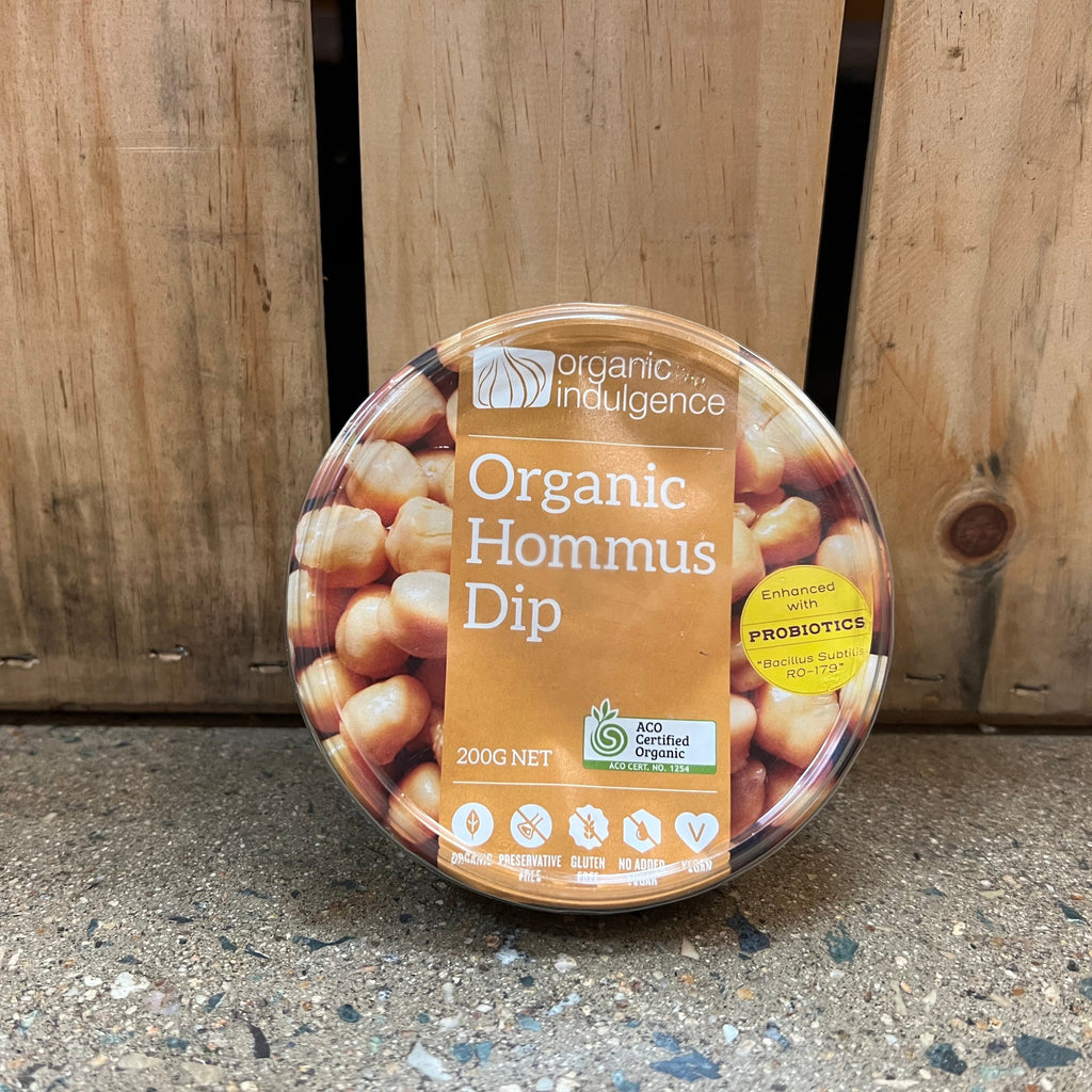 Organic Indulgence Dip Varieties 200g hommus available at The Prickly Pineapple