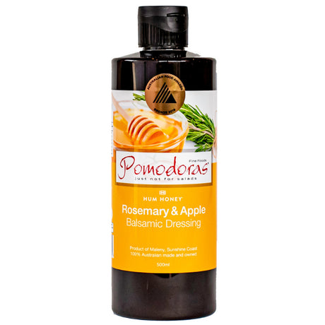 Pomodoras Hum Honey Rosemary Apple Balsamic Dressing bottle 500ml available at The Prickly Pineapple