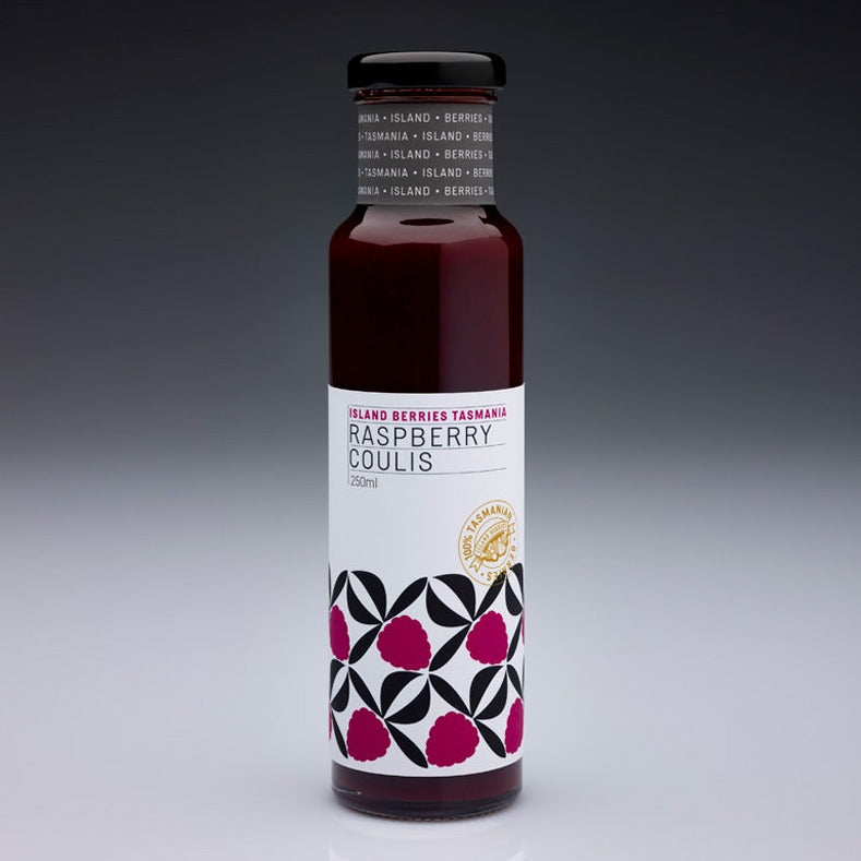 Island Berries Tasmania Raspberry Coulis 250ml available at The Prickly Pineapple