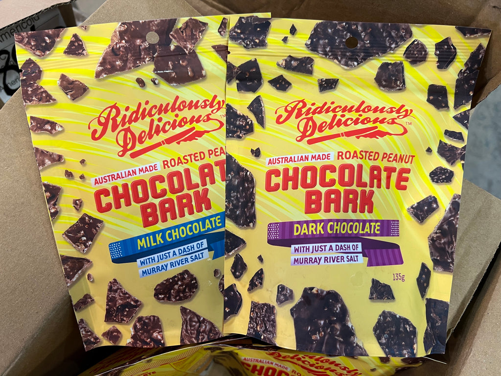 Ridiculously Delicious Chocolate Bark Varieties 135g available at The Prickly Pineapple