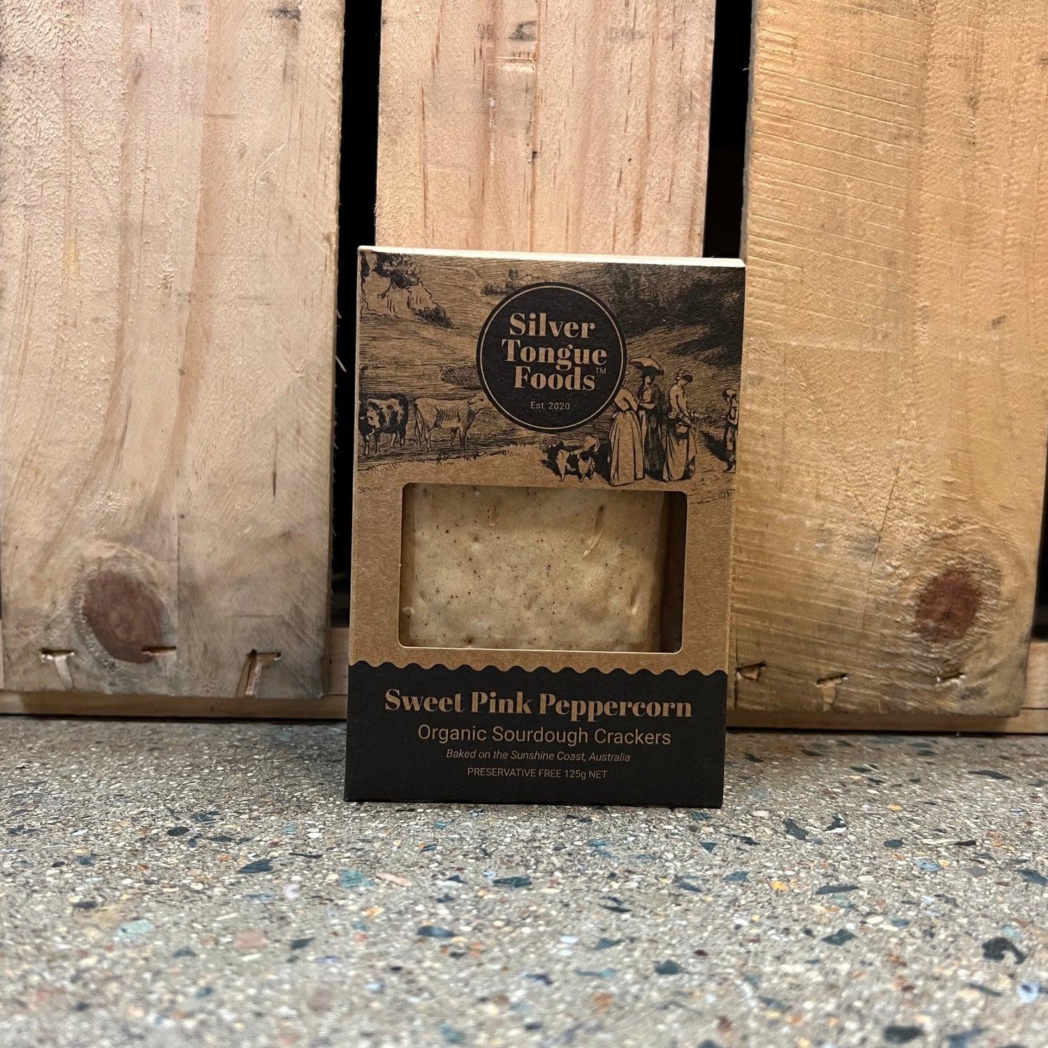 Silver Tongue Foods Organic Sourdough Cracker Sweet Pink Peppercorn 125g available at The Prickly Pineapple