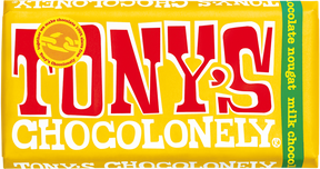 Tony's Chocolonely milk chocolate almond honey nougat 180g available at The Prickly Pineapple