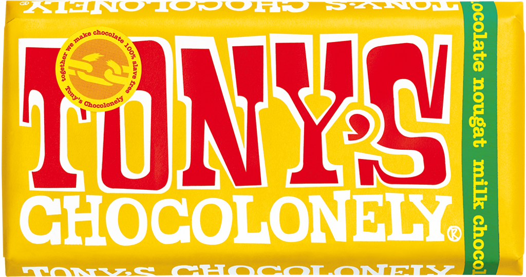 Tony's Chocolonely milk chocolate almond honey nougat 180g available at The Prickly Pineapple