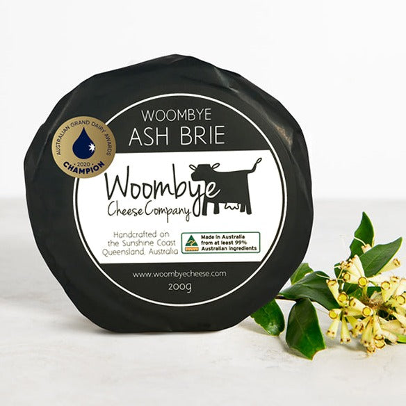 Woombye Cheese Company Ash Brie 200g available at The Prickly Pineapple